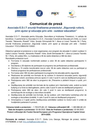 Comunicat Ilfov finalizarea proiectului 153602